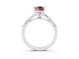 White gold Cushion Cut Morganite Solitaire with Side Baguettes and Channel Set Band_3