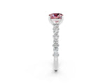 White gold Cushion Cut Morganite Solitaire with Side Stones, Pave Band, Four-Prong Setting_38