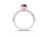 White gold Cushion Cut Morganite Solitaire with Side Stones, Pave Band, Four-Prong Setting_39