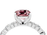 White gold Cushion Cut Morganite Solitaire with Side Stones, Pave Band, Four-Prong Setting_40