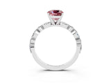 White gold Cushion Cut Morganite Solitaire with Side Stones on a Pavé Band and Four-Prong Setting_3