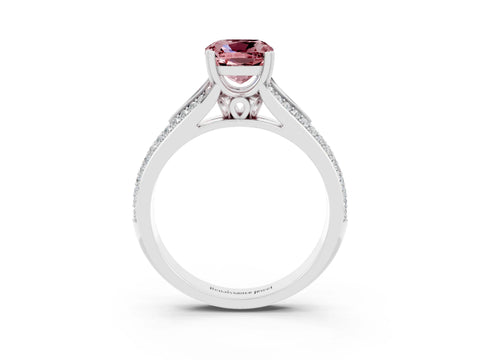 White gold Cushion Cut Morganite Split Shank Engagement Ring with Pavé Band_3
