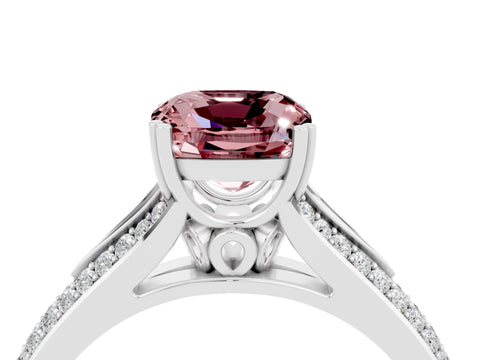 White gold Cushion Cut Morganite Split Shank Engagement Ring with Pavé Band_4