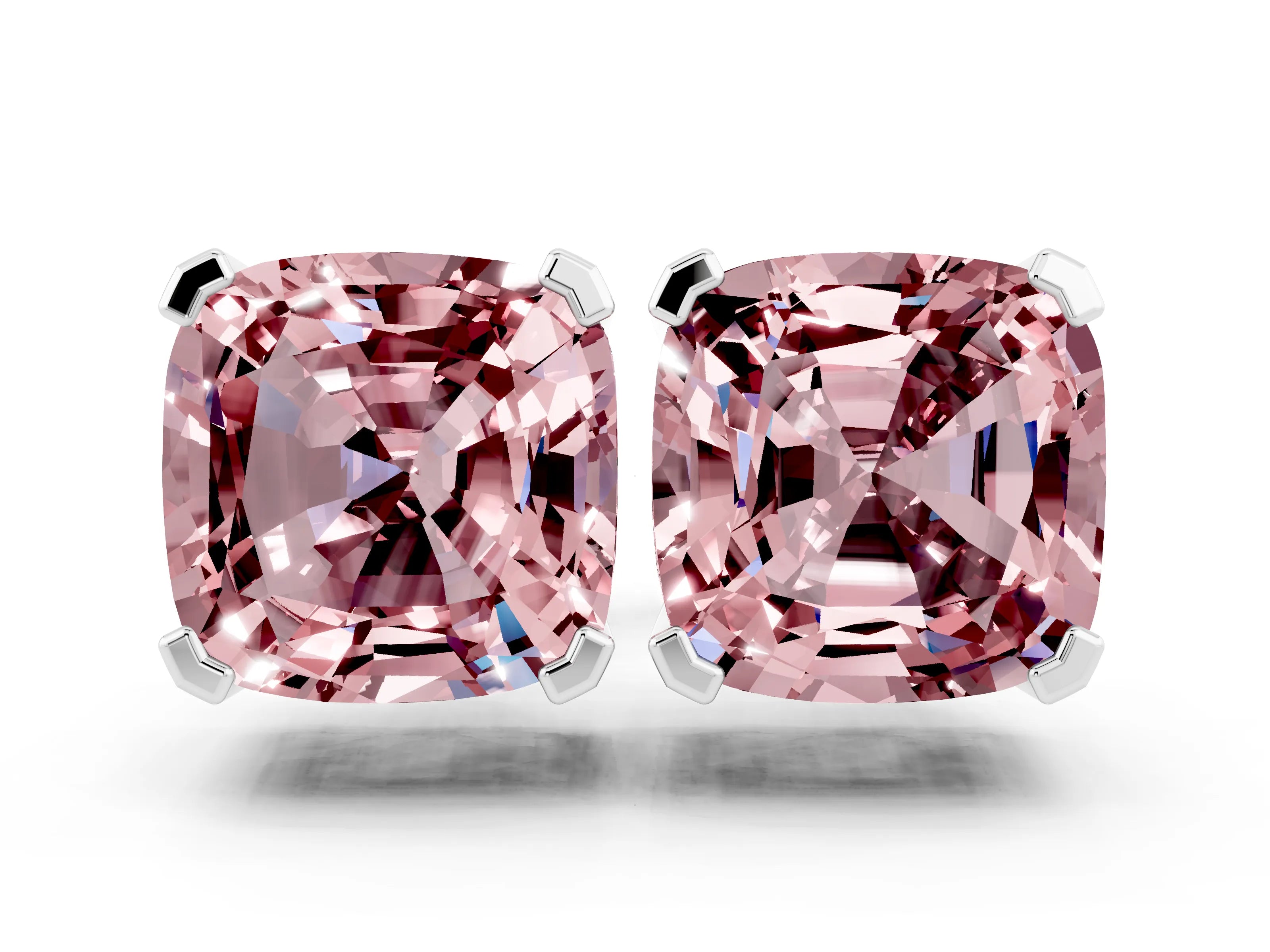 White gold Cushion Cut Morganite Stud Earrings_24