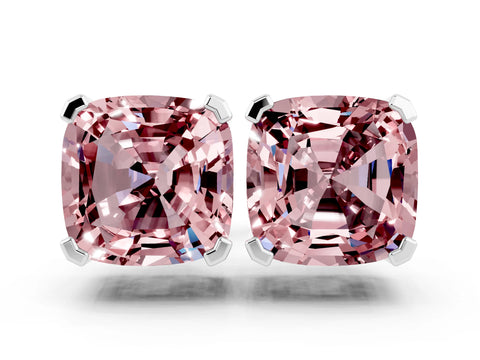 White gold Cushion Cut Morganite Stud Earrings_24