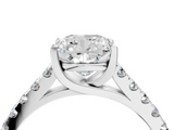 White gold Cushion Cut Pavé Band Solitaire Ring with Four-Prong Setting_327