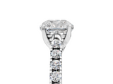 White gold Cushion Cut Pavé Band Solitaire Ring with Four-Prong Setting_328