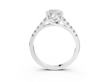 White gold Cushion Cut Pavé Band Solitaire Ring with Four-Prong Setting_332