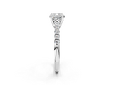 White gold Cushion Cut Pavé Band Solitaire Ring with Four-Prong Setting_335