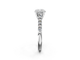 White gold Cushion Cut Pavé Band Solitaire Ring with Four-Prong Setting_336