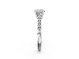 White gold Cushion Cut Pavé Band Solitaire Ring with Four-Prong Setting_337