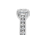 White gold Cushion Cut Pave Band Milgrain Solitaire Ring_11