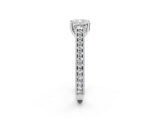 White gold Cushion Cut Pave Band Milgrain Solitaire Ring_8