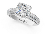 White gold Cushion Cut Pave Diamond Engagement Ring with Channel Set Band and Four-Prong Setting_27