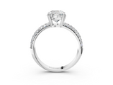White gold Cushion Cut Pave Diamond Engagement Ring with Channel Set Band and Four-Prong Setting_29
