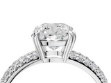 White gold Cushion Cut Pave Diamond Engagement Ring with Channel Set Band and Four-Prong Setting_30