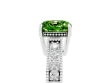White gold Cushion Cut Peridot Engagement Ring with Milgrain Channel Set Band and Prong Setting_5