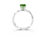 White gold Cushion Cut Peridot Engagement Ring with Side Stone Accents and Four-Prong Setting_27