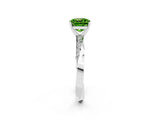 White gold Cushion Cut Peridot Engagement Ring with Side Stone Accents and Four-Prong Setting_41