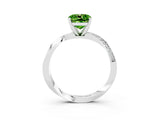 White gold Cushion Cut Peridot Engagement Ring with Side Stone Accents and Four-Prong Setting_42