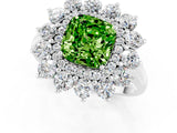 White gold Cushion Cut Peridot Floral Double Halo Engagement Ring with Prong Setting_37