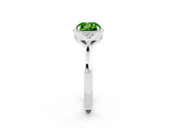 White gold Cushion Cut Peridot Halo Ring with Tapered Band and Four-Prong Setting_2