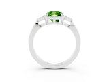 White gold Cushion Cut Peridot Halo Ring with Tapered Band and Four-Prong Setting_3