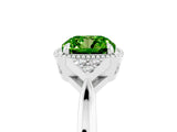 White gold Cushion Cut Peridot Halo Ring with Tapered Band and Four-Prong Setting_5