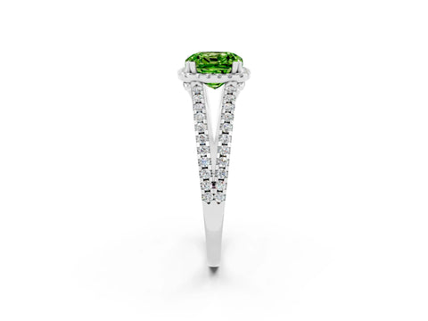 White gold Cushion Cut Peridot Halo Split Shank Engagement Ring_14