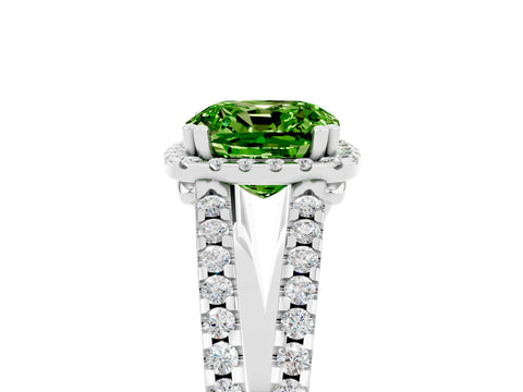 White gold Cushion Cut Peridot Halo Split Shank Engagement Ring_17