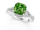 White gold Cushion Cut Peridot  Halo Twist Band Solitaire Prong Setting Ring_25