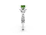 White gold Cushion Cut Peridot  Halo Twist Band Solitaire Prong Setting Ring_26