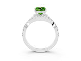 White gold Cushion Cut Peridot  Halo Twist Band Solitaire Prong Setting Ring_27