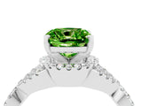 White gold Cushion Cut Peridot  Halo Twist Band Solitaire Prong Setting Ring_28