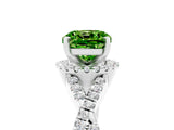 White gold Cushion Cut Peridot  Halo Twist Band Solitaire Prong Setting Ring_29
