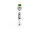 White gold Cushion Cut Peridot Halo Twist Band Solitaire Prong Setting Ring_2