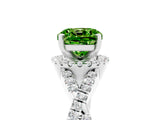 White gold Cushion Cut Peridot Halo Twist Band Solitaire Prong Setting Ring_5