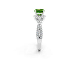 White gold Cushion Cut Peridot  Halo Twist Band Solitaire Prong Setting Ring_56