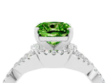 White gold Cushion Cut Peridot  Halo Twist Band Solitaire Prong Setting Ring_58