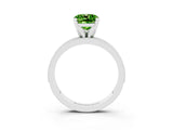 White gold Cushion Cut Peridot Milgrain Pavé Engagement Ring with Four-Prong Setting_15