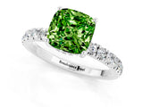 White gold Cushion Cut Peridot Pave Band Solitaire Ring with Four-Prong Setting_25