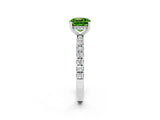 White gold Cushion Cut Peridot Pave Band Solitaire Ring with Four-Prong Setting_26