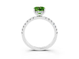 White gold Cushion Cut Peridot Pave Band Solitaire Ring with Four-Prong Setting_27