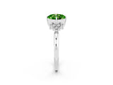 White gold Cushion Cut Peridot Ring with Side Stones and Four-Prong Setting_38
