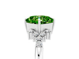 White gold Cushion Cut Peridot Ring with Side Stones and Four-Prong Setting_41