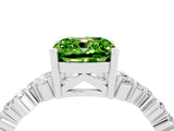 White gold Cushion Cut Peridot Scattered Round Accent Ring with Prong Setting_40