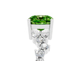White gold Cushion Cut Peridot Scattered Round Accent Ring with Prong Setting_41