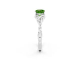 White gold Cushion Cut Peridot Solitaire Celtic Knot Ring with Four-Prong Setting_14