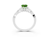 White gold Cushion Cut Peridot Solitaire Celtic Knot Ring with Four-Prong Setting_15