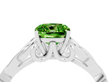 White gold Cushion Cut Peridot Solitaire Celtic Knot Ring with Four-Prong Setting_16
